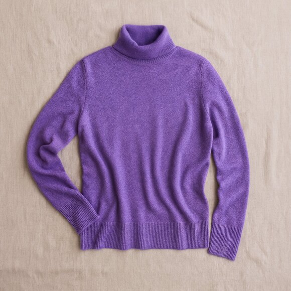 NWT 100% Cashmere Lilac Purple Long Sleeve Turtleneck Pullover Sweater Women's L - Picture 1 of 12